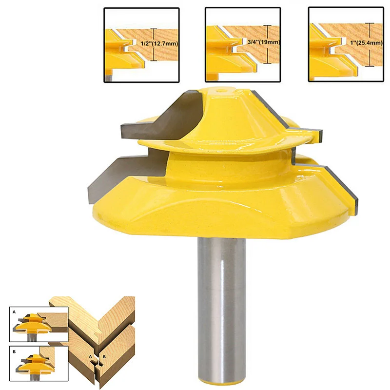 1/2 mango de 45 grados de bloqueo de broca para ranuradora de inglete madera Tenon DE CORTADOR de madera herramienta de recorte de carpintero Fraser Holz