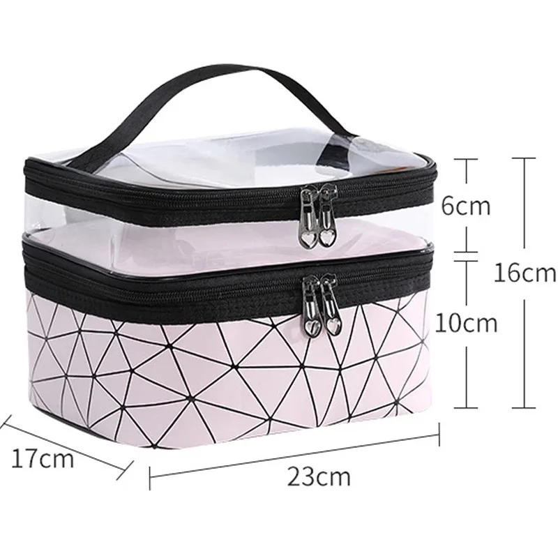 Bolsa de maquiagem transparente multifunções para mulheres, alta capacidade, sacolas cosméticas, bolsa de viagem, estojo de maquiagem impermeável,