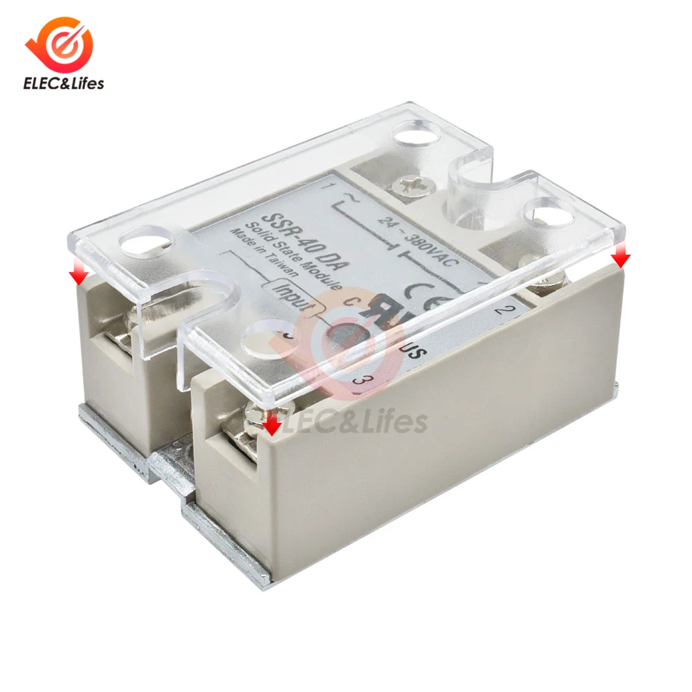 2Pcs Solid State Relay SSR Plastic Cover DC Control Single Phase Solid State Relay Safe Shell Case Box Front Cover