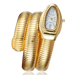 2021 Cussi Uhr Luxus Gold Schlange Wickel uhren Frauen Mode Quarz Armreif Armbanduhren Damen uhren Relogio Feminino