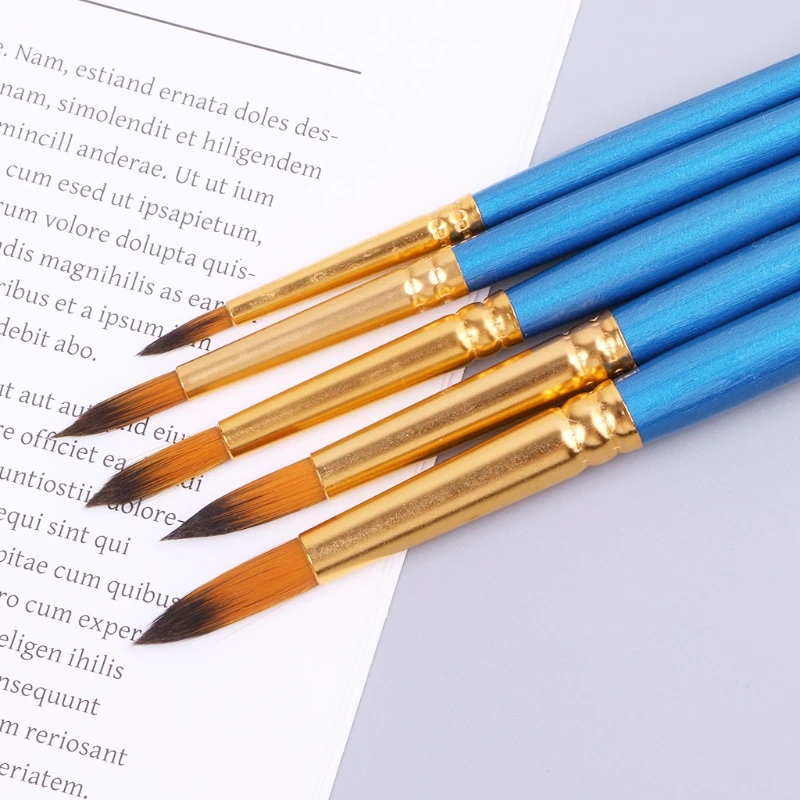 5xWatercolor Gouache Pinsel Runde Spitz Tipp Nylon Haar Set Kunst Liefert