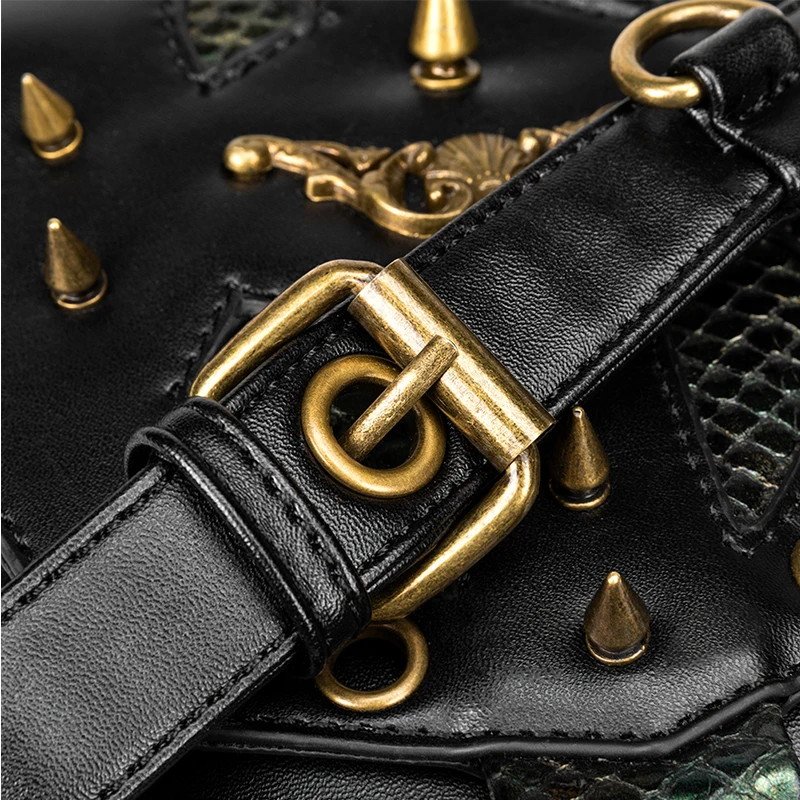 Messenger Bag Women Men Waist Bag Black Leather Steampunk Fanny Bags Leg Thigh Hip Holster Wallet Purse Pouch Mini Waist Packs