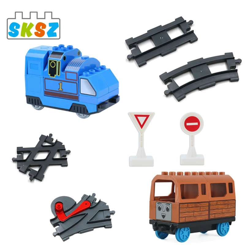 Diy Electric Train Building Blocks Toys for Big Size Compatible Train Track Set Assembly Children Toys Birthdays Gifts Kids