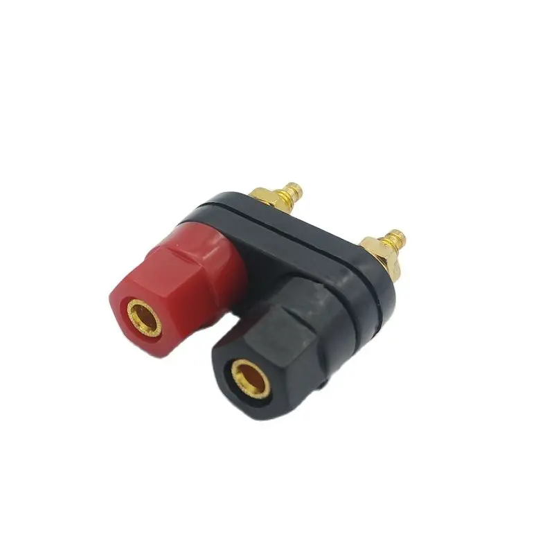 Banana socket Couple Terminals Dual Output 4mm Banana Socket Double Hexagon Binding Post Red Black Connector 1Pcs