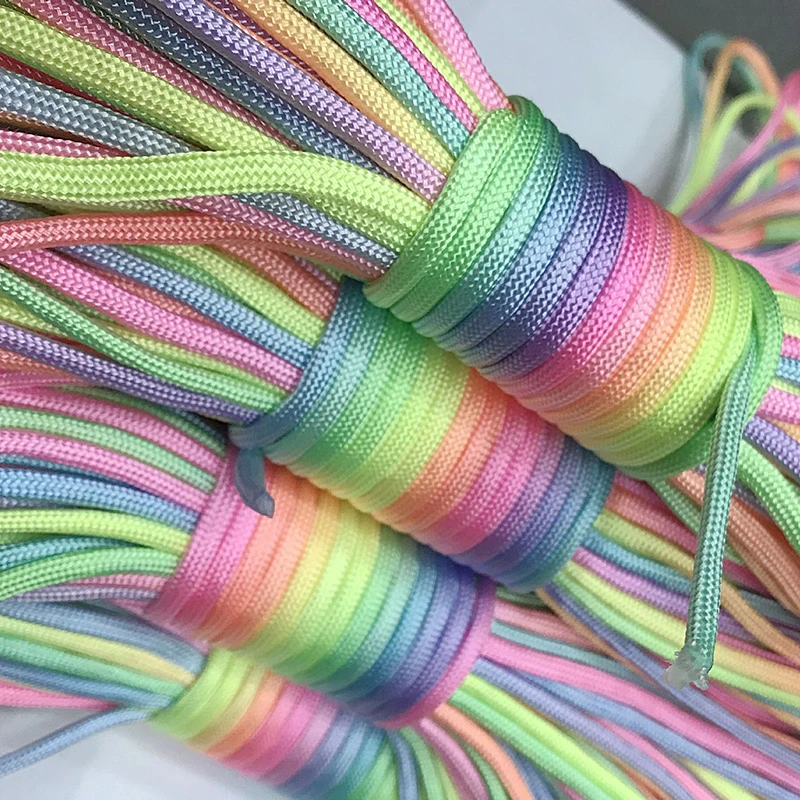 5Meters 4mm Fluorescent Colorful Cord Lanyard Rope 7 Strand Paracord DIY Handmade Crafts Bracelet Accessories