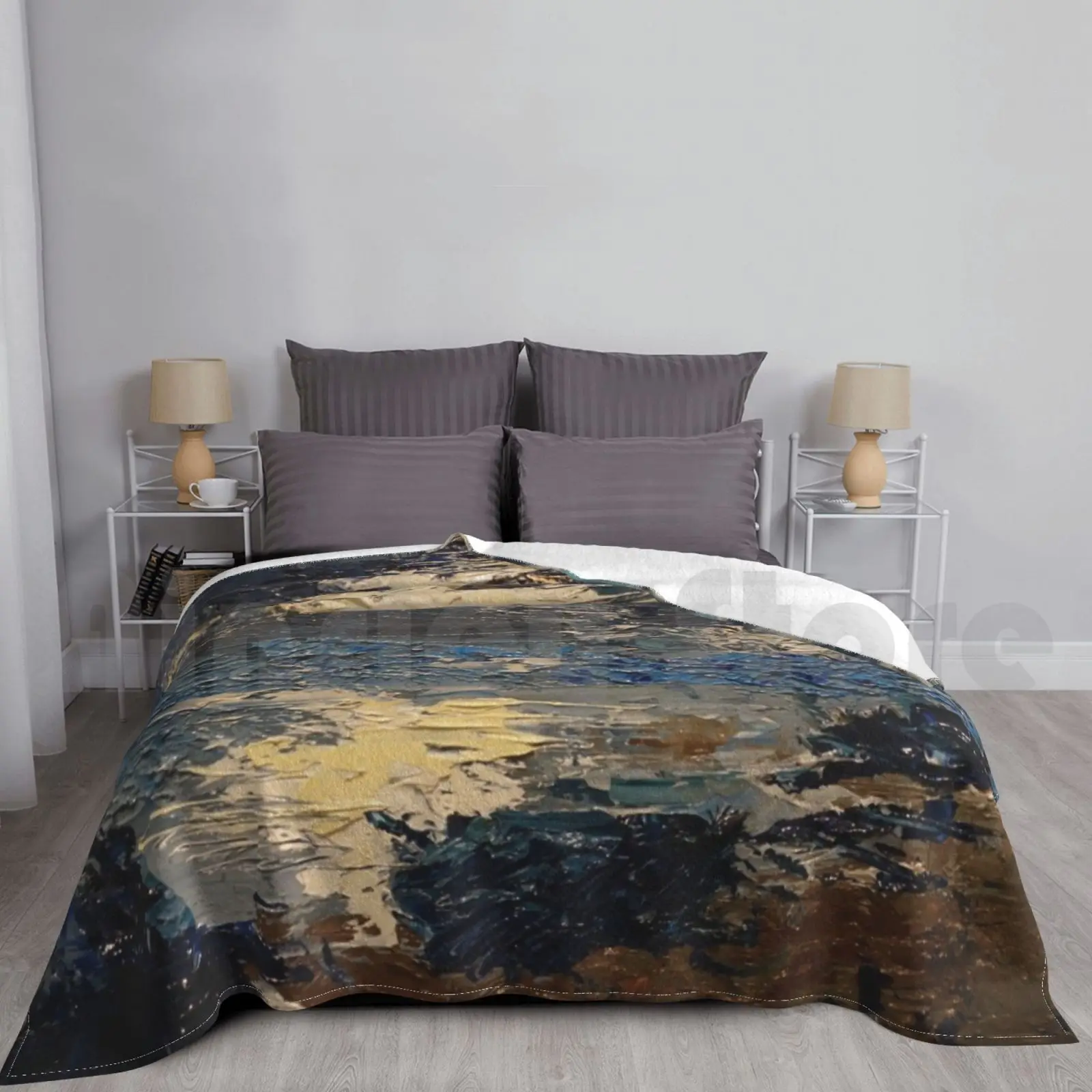 

Half-At Sunrise Blanket Fashion Custom Half Nature Abstract Oil On Palette Knife Painting Oil