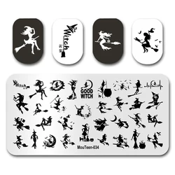 Nail Stamp MouTeen034 Witch Magician Halloween Nail Art Stamping Plates Manicure Set For Nail Art Stamping