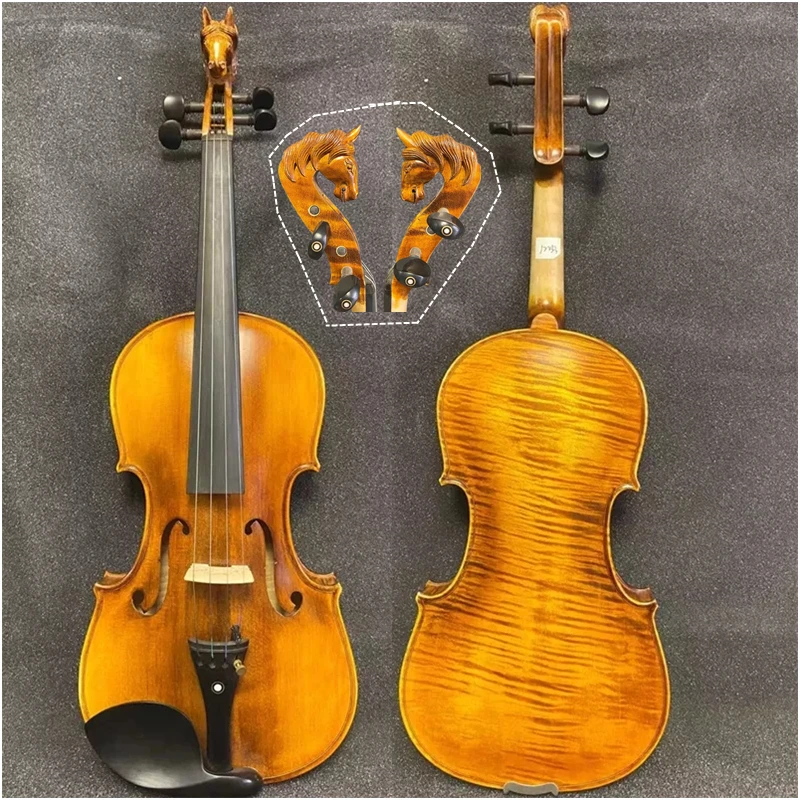 

Strad style SONG Maestro 4/4 violin,carving Horse head ,powerful sound