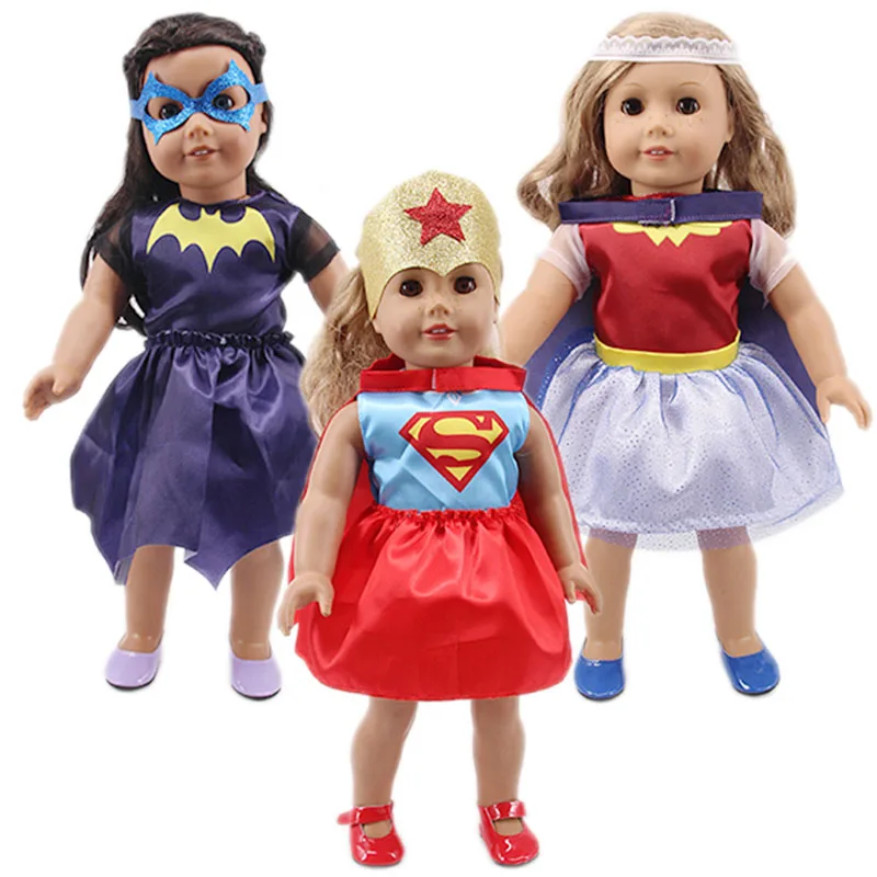 Doll Clothes 2Pcs/Set Superheros Clothes Cosplay For 18 Inch American Doll & 43 Cm New Born Baby Accessories,Logan Boy Doll Gift