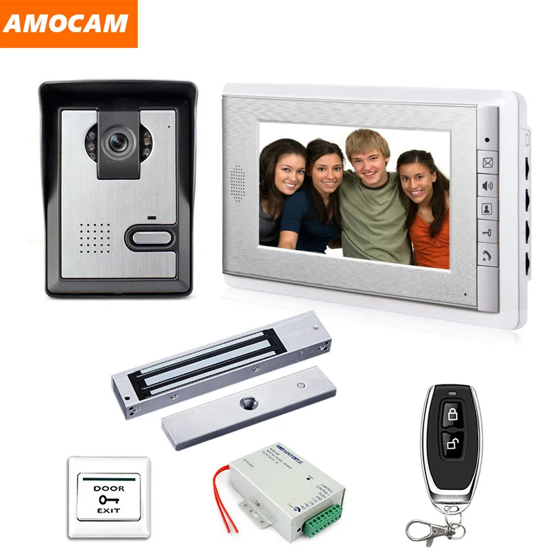 

Video Intercom Doorbell 7'' LCD Wired Video Door Phone System 700TVL Outdoor IR Camera with Magentic Lock Remote Control Unlock