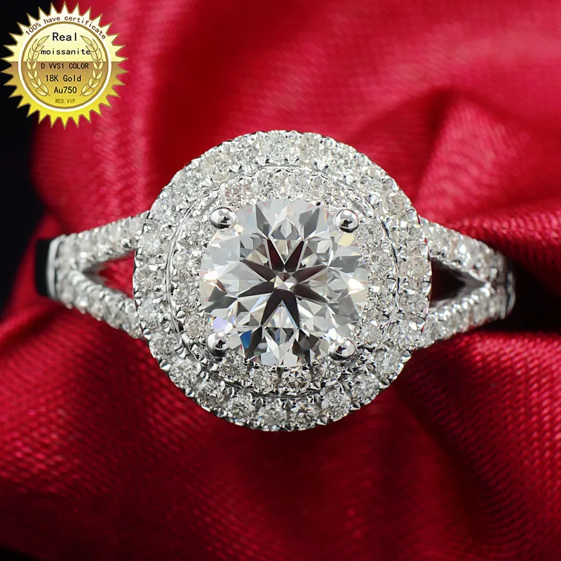 

100%18K goldr ring 1ct D VVS moissanite ring Engagement&Wedding Jewellery with certificate 0042