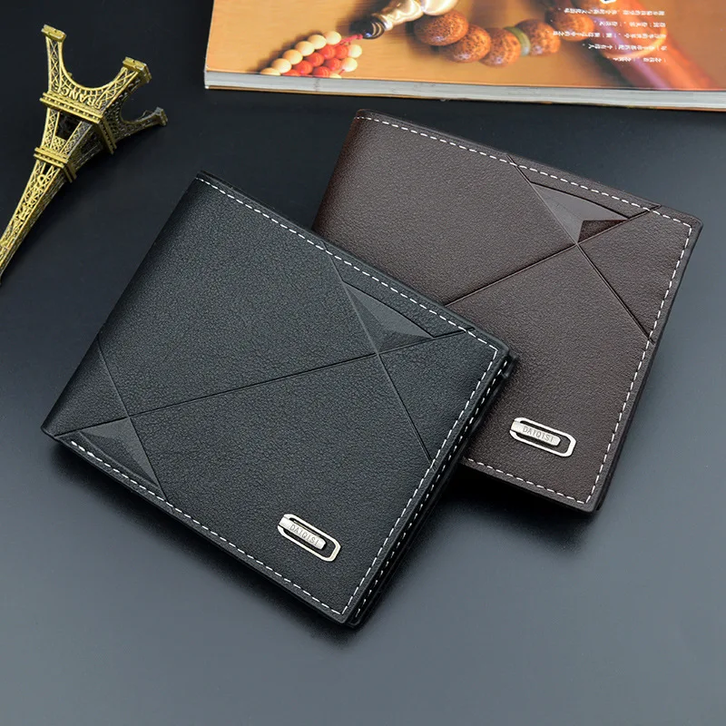 Men's Wallet Short Multi-card Coin Purse Fashion Casual Wallet Male Youth Thin Three-fold Horizontal Soft Wallet Men PU