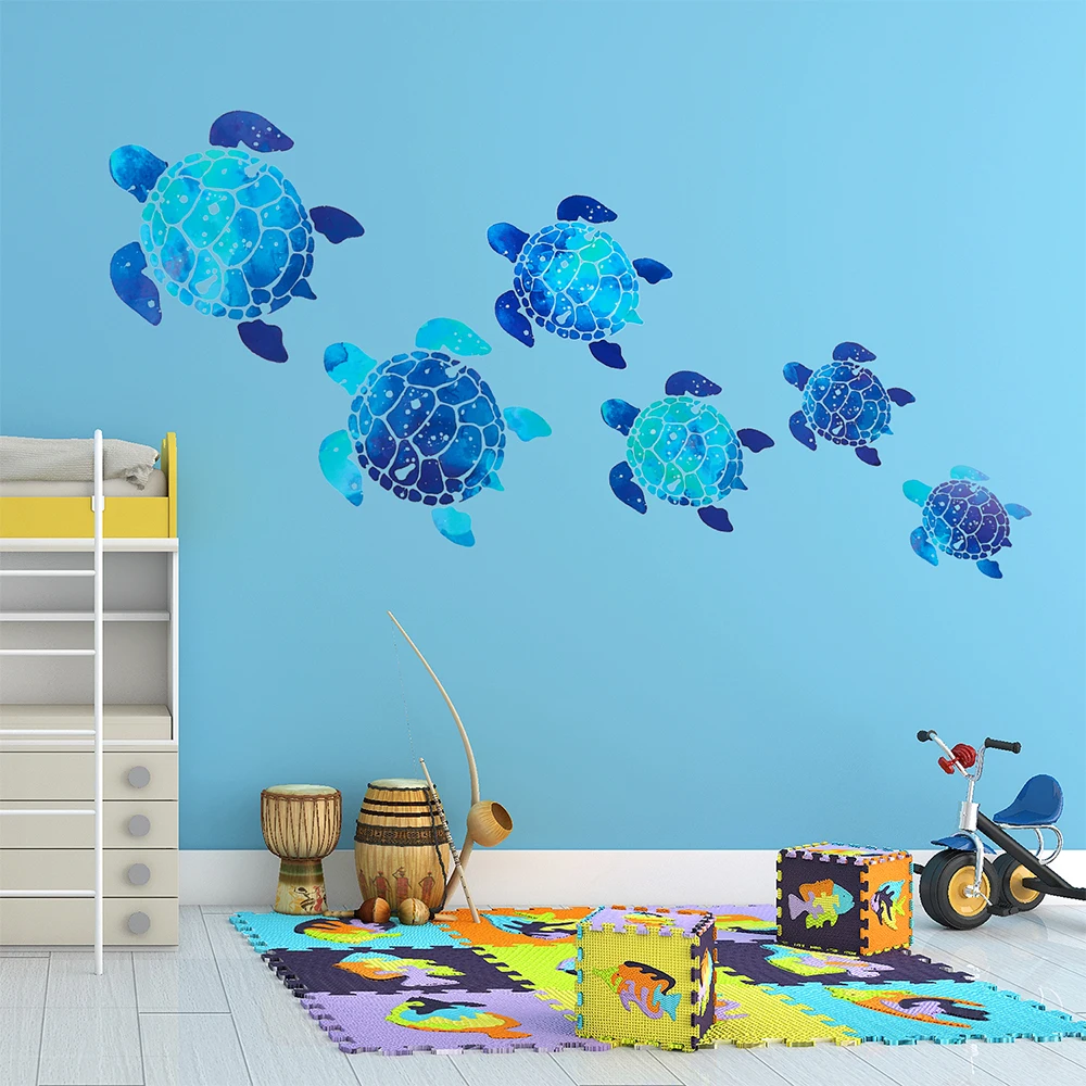 2 SET(12 PCS) DIY Removable Underwater Ocean Waterproof Picture Wall Decals Sea Turtle Wall Stickers Home Decoration