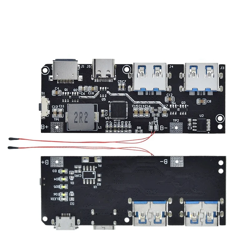 Qc4.0 qc3.0 led duplo usb 5v 4.5a 22.5w micro/tipo-c usb banco de potência móvel 18650 módulo de carregamento temperatura/proteção de circuito