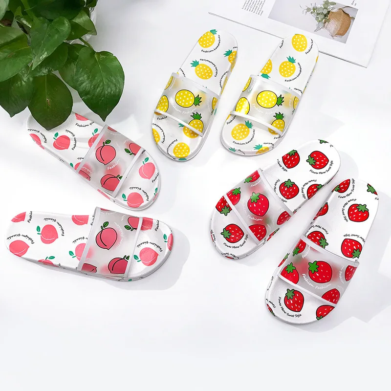 2024 New Summer Ladies Slippers Women Slippers Shoes Cute Fruit Sandals Beach Slippers Fashion Flat Sandals Women Clear Shoes