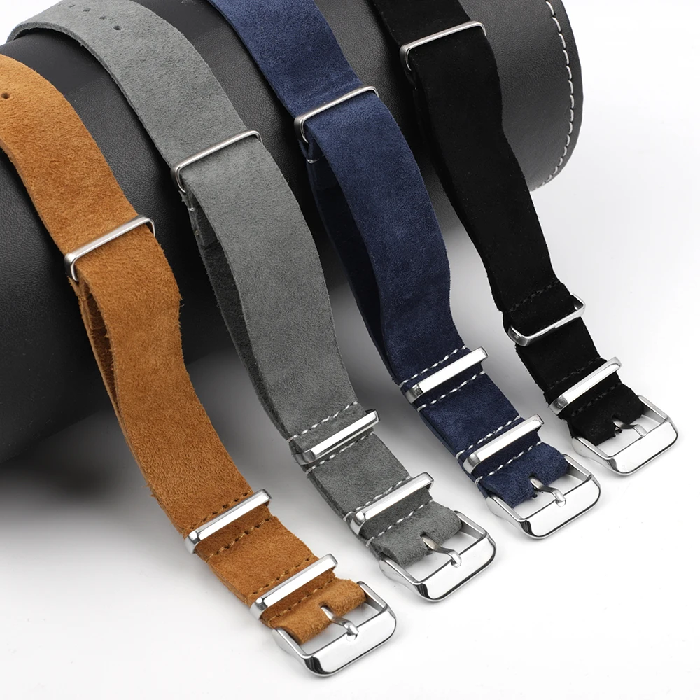 Onthelevel Suede Long Watch Strap 20mm 22mm Long Strap Tan Gray Blue Soft Wearing Wrist Band Watch Accessories #C