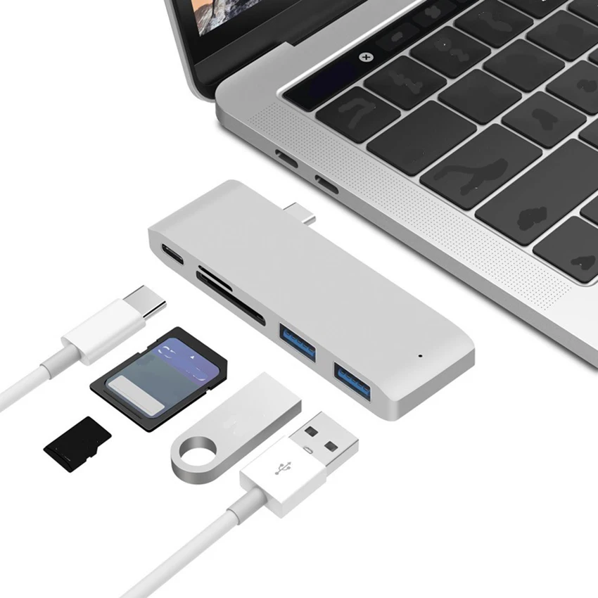 5 In 1 USB-C Hub Type-C To USB 3.0+PD+SD+TF Card Reader Hub, USB 3.0 Ports Power Hub, Multifunctional Notebook Type-C Dock