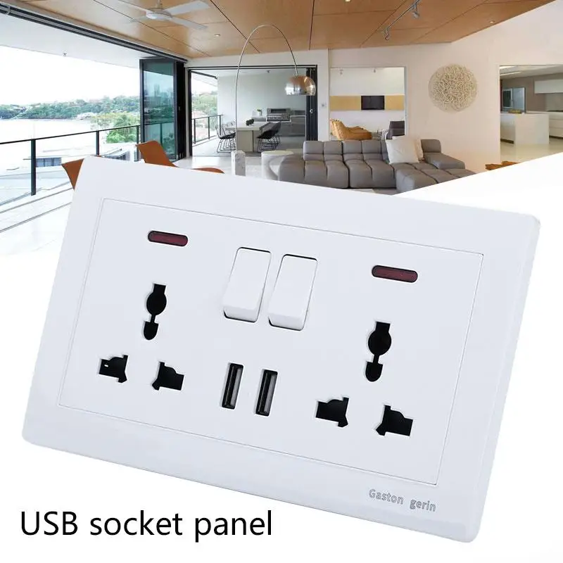 Home Improvement Wall Socket Plug USB USB Outlets Dual for Adapter Universal