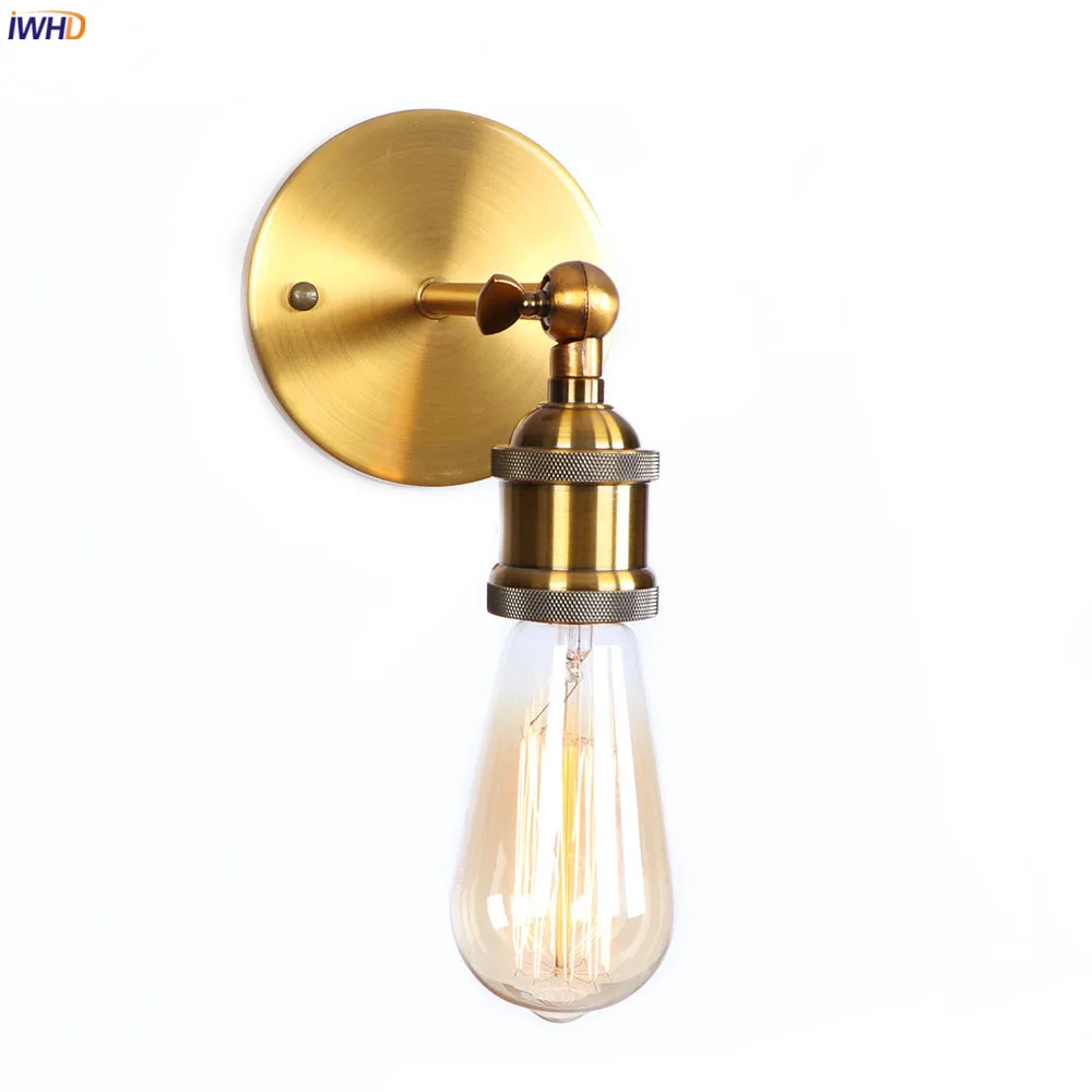 

IWHD Loft Decor Gold Wall Lamp Vintage Bedroom Stair Mirror Lights Retro Industrial Wall Light Sconce LED Aplique Pared Wandlamp