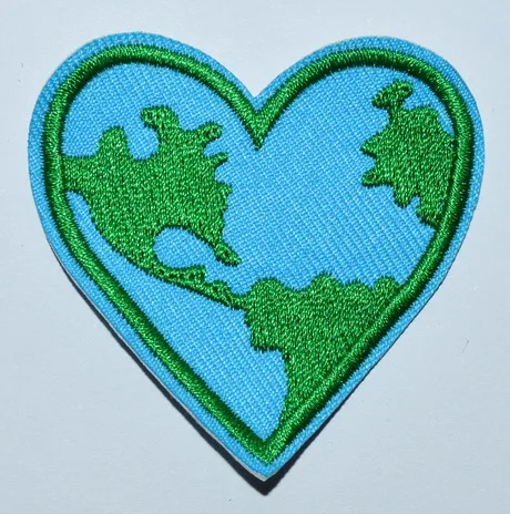 

100x Save the Earth heart ecology retro hippie boho sew applique iron on patch (≈ 5.3 * 6 cm)