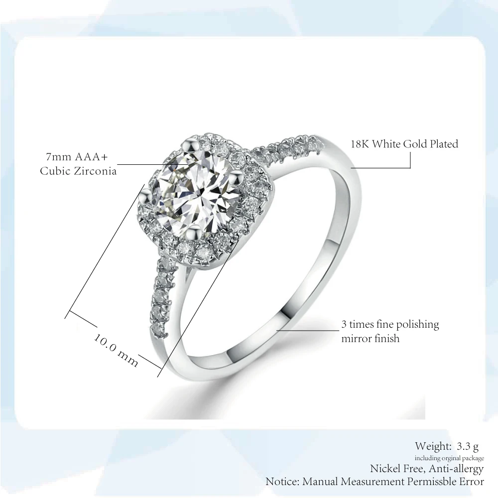 Silver Color Exquisite Bijoux Fashion Square Wedding & Engagement Ring Made With AAA+ Cubic Zirconia Jewelry R531