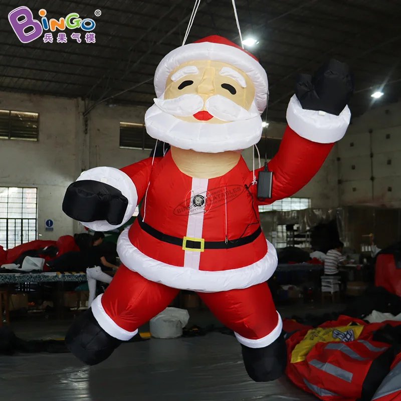 Personalized 3mH Inflatable Climbing Santa Claus With Black Sack For Christmas Event Decoration Toys - BG-F0233