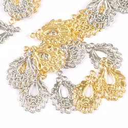 19x12.5mm Gold/Silver Antique Filigree Wraps Flower Connectors for Jewelry Findings Making Scrapbooking Metal Crafts ykl0778