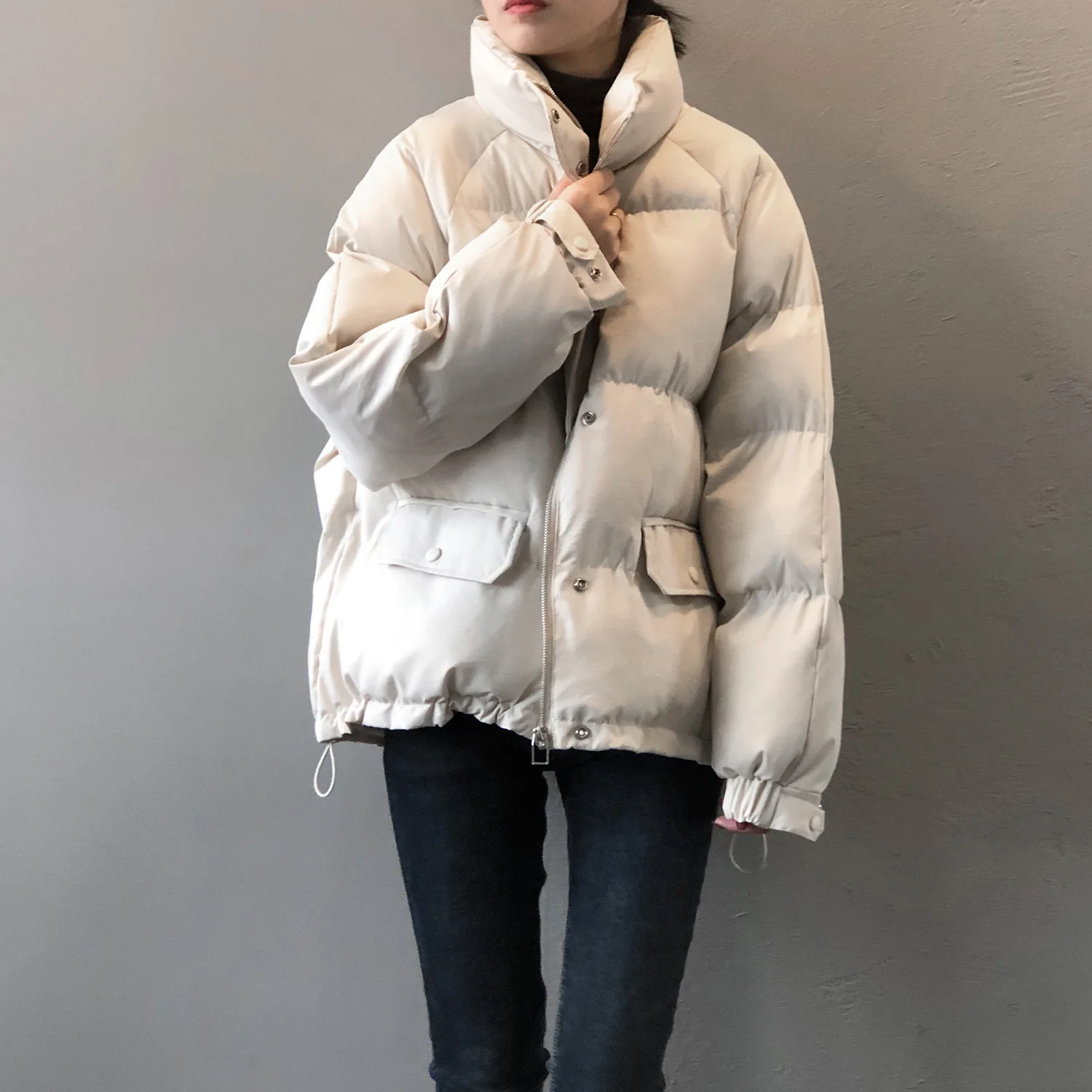 Comfortable Simple Ladies Winter Stand Collar Cotton Padded Jacket Nice Pop Women Oversize Thickness Parka Chic Coat