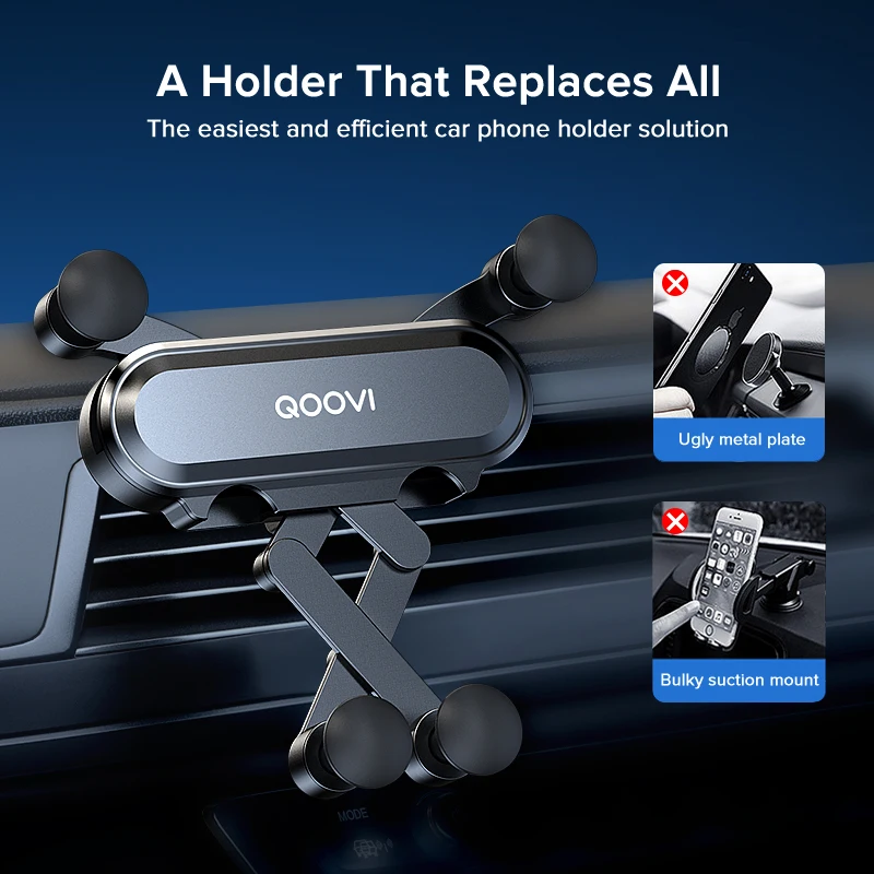 QOOVI Gravity Phone Holder Stand For Car Air Vent Mount No Magnetic Mobile Phone Holder Support GPS For iPhone 14 Xiaomi Samsung