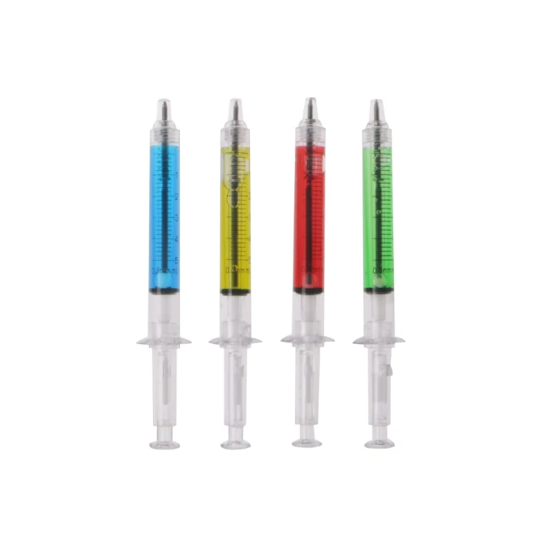 4Pcs Novelty Injection Syringe Gel Pen Ballpoint Black Ink Liquid Style