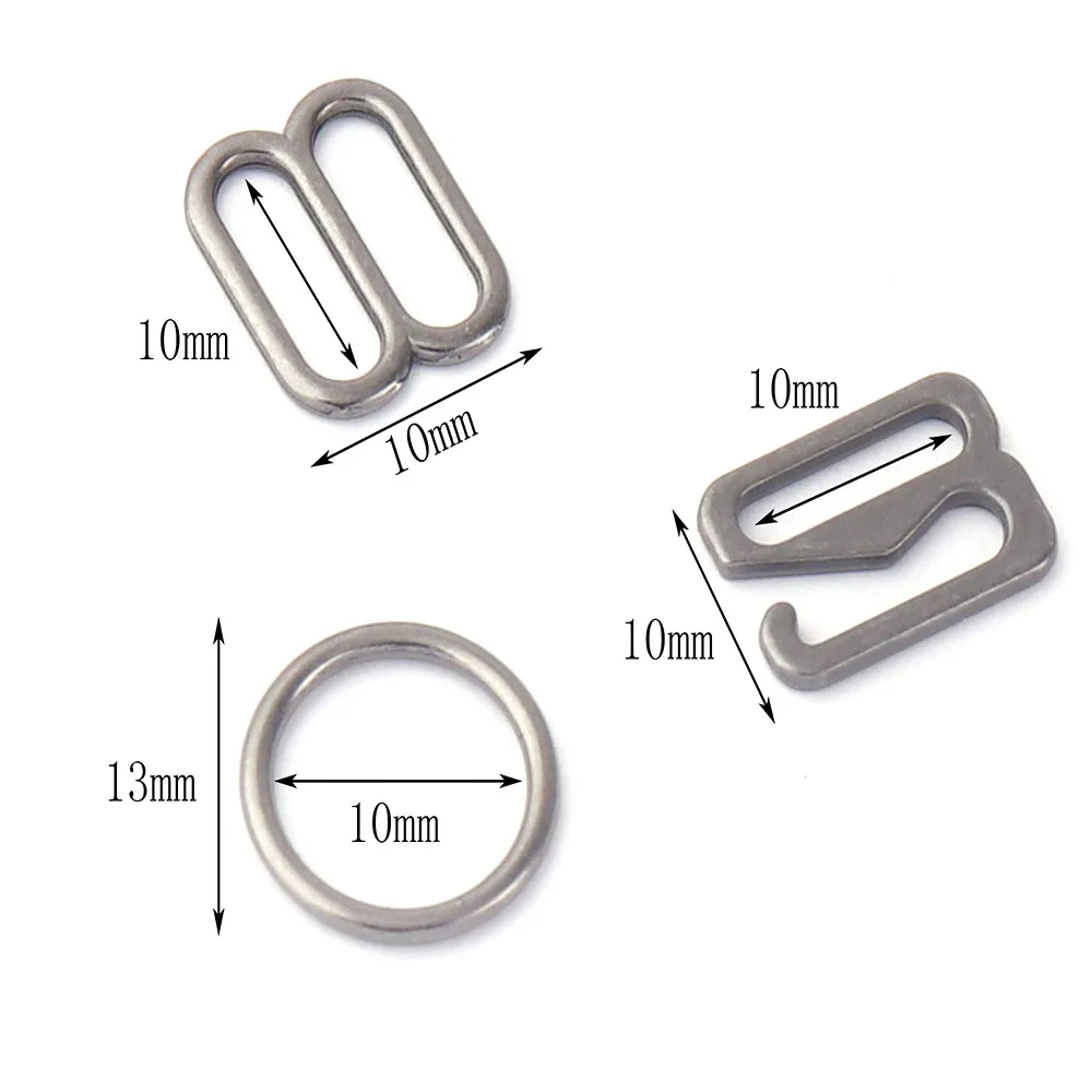 10mm Gunmetal Metal Slider G Hook And Strap O Ring Adjusters Bra buckle making Lingerie Bikini Swimwear Colthing Accessories DIY