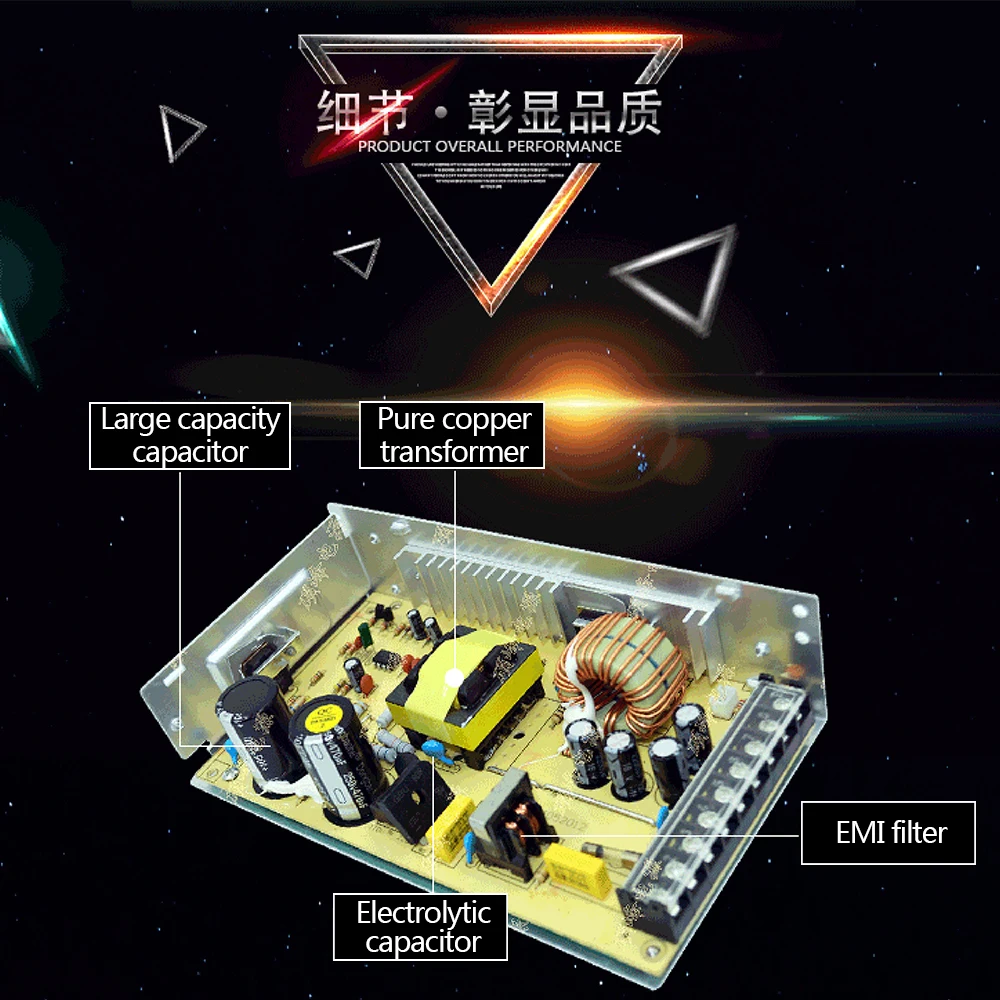 TAOCHIS 12V 20A 250W AC to DC Power Supply For LED Lights Camera Medical Communication Equipment Large Capacity Capacitor
