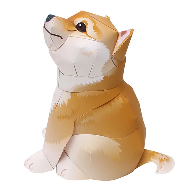 Shiba Inu Dog Yellow Handmade Origami Art Folding Mini Cute 3D Paper Model Papercraft Animal DIY Kids Adult Craft Toys QD-006