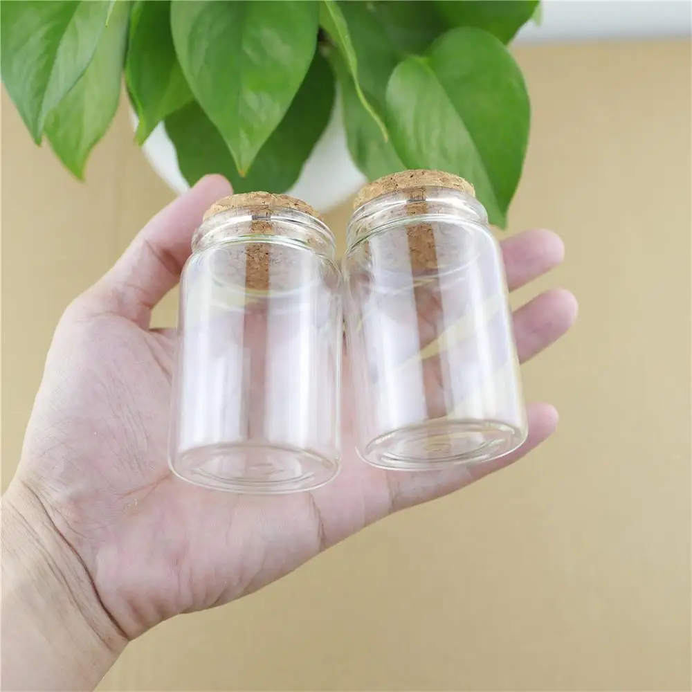 12pcs/lot 47*70mm 80ml Cork Stopper Glass Bottles Spicy Storage Jar Bottle Containers Glass spice storage Jars Vials DIY Craft