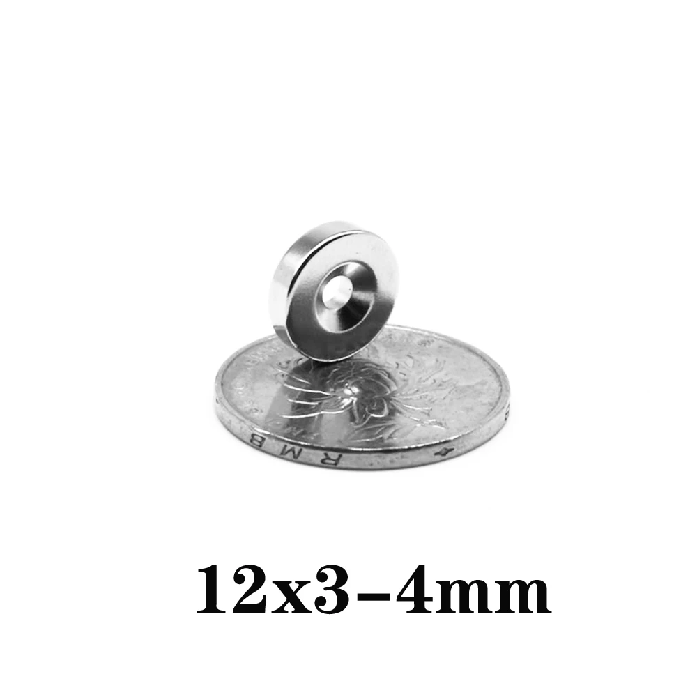 

10/20/30PCS 12x3-4mm Stong Neodymium Magnets Disc 12x3 mm Hole 4mm Minor Diameter Magnet Round Countersunk Magnetic 12*3-4 mm