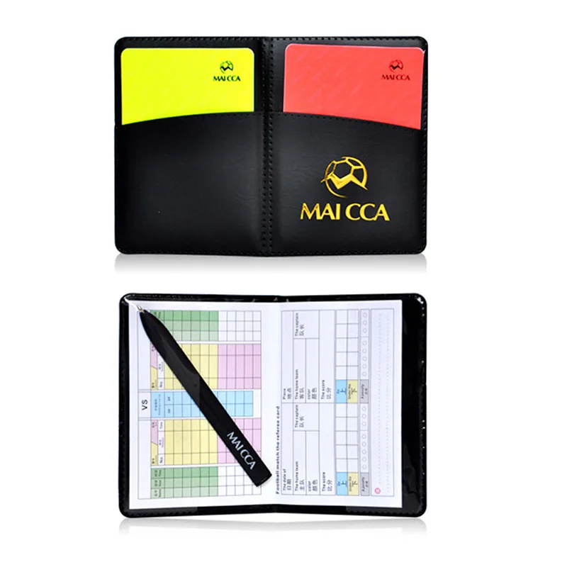 Football Referee Card Case with Pen Red Yellow Card Whistle Sport Soccer Referee Wallet Notebook Sets Professional Equipment