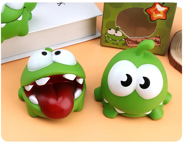 7pcs/lot 7cm om nom Frog Cut The Rope Action Figure Toys With Sound New in box Hot sale Toys for children kids Christmas gift