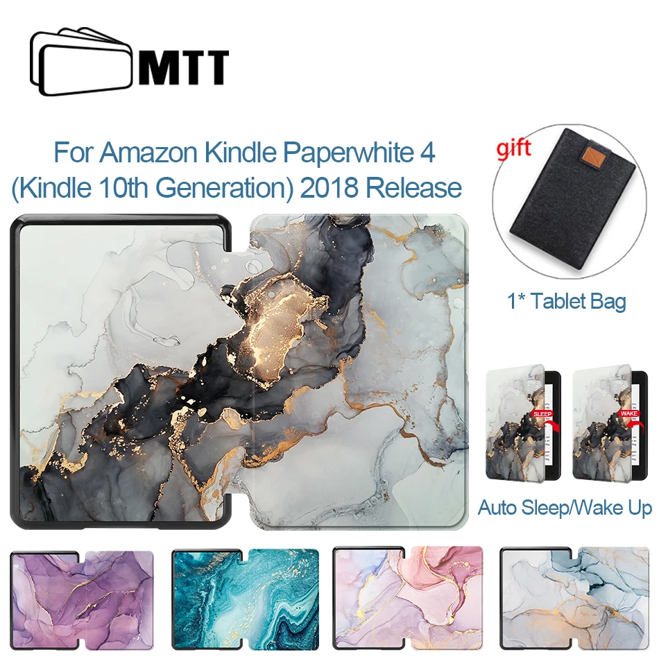 MTT Marble Case For Amazon Kindle Paperwhite 4 10th Gen 6 inch E-Book 2018 PU Leather Magnetic Smart Funda Protective Shell