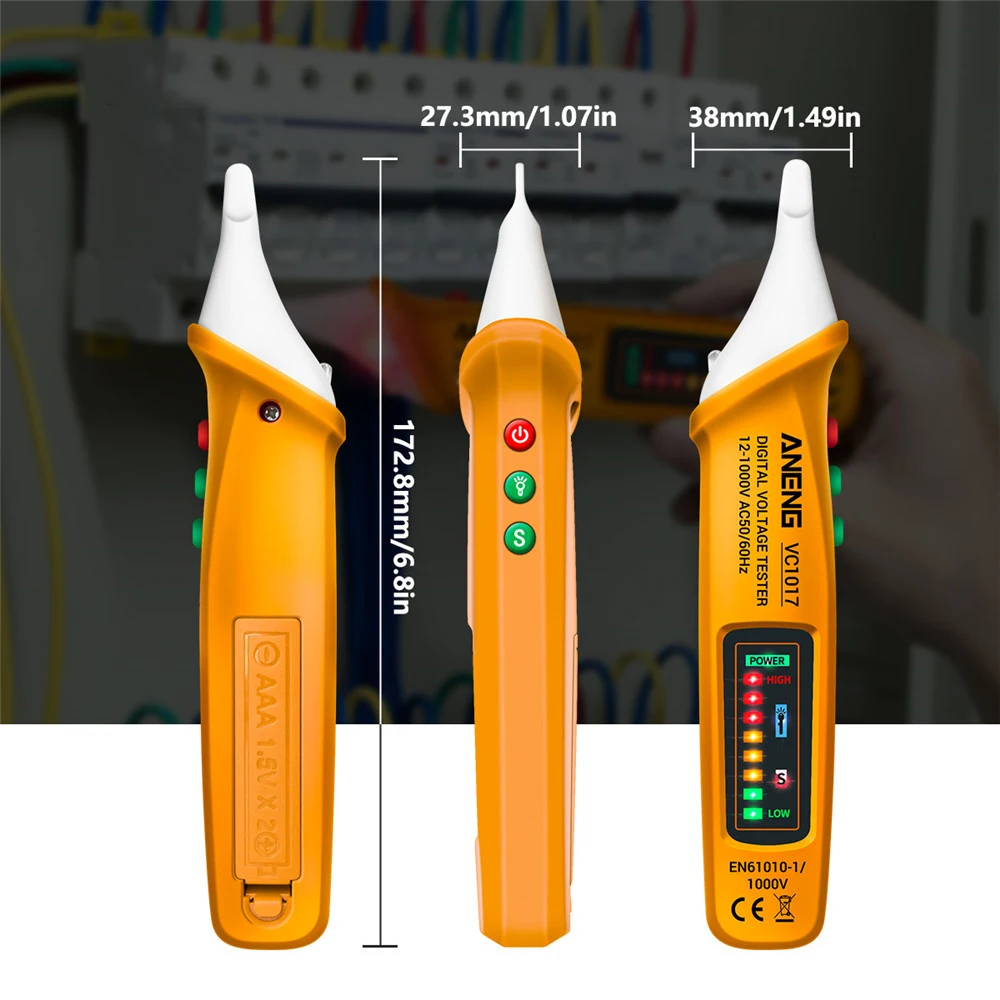 VC1017 AC 12V-1000V czujnik napięcia miernik testowy bezdotykowy w stylu pióra elektryczny wskaźnik LED miernik napięcia