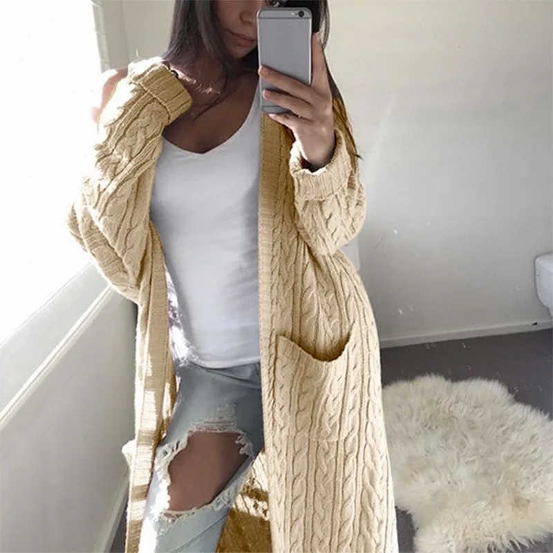 cardigans women long sweater long sleeve women\'s sweater knitted winter sweaters for female coat S M L XL