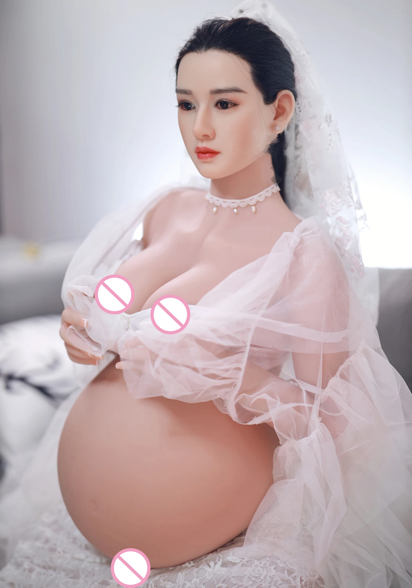 JYDOLL 160cm Pregnant Implanted Hair Silicone Head Sexy Doll With TPE Body TPE Sex Big Breasts Mannequins