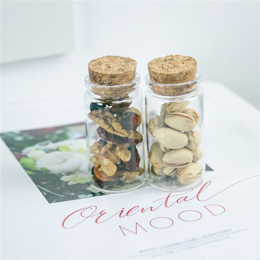 

50Pcs 50ml Corks Craft Vials Mini Hyaline Glass Container Creative Handicraft Reusable Travel Hyaline Cosmetics Gifts Bottles