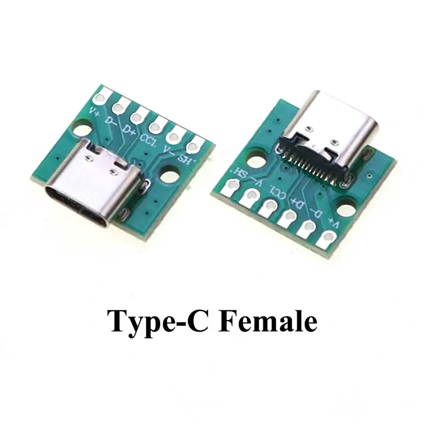 1Pcs USB 3.1 Type C Connector 90/180 Degree Vertical Test PCB Board Adapter Male Female Socket For Data Line Wire Cable Transfe