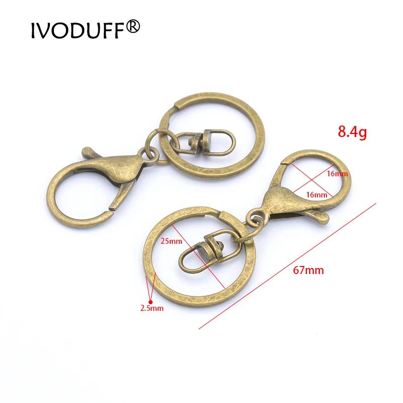 5x  30mm Flat Key Ring With Lobster Popular Classic Plated Lobster Clasp Key Holder Chain Jewelry Making For Keychain