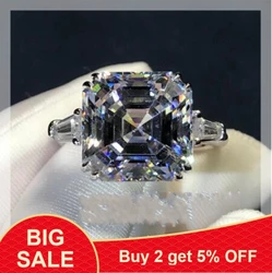 solid 925 sterling silver asscher Cut trapezoid baguette cut Rings for women engagement Luxury rings jewelry personalized