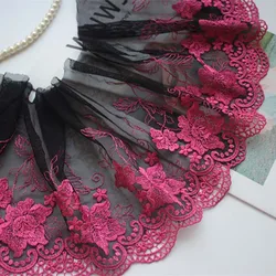 10Meter Handmade Rose Flower Black Mesh Embroidered Lace Trim Edge Mesh Tulle Lingerie Underwear Clothes Craft Bra Sewing Fabric
