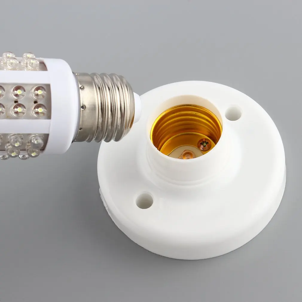 NEW Practical White E27 LED Light Socket To EU Plug Holder Adapter Converter ON/OFF For Bulb Lamp