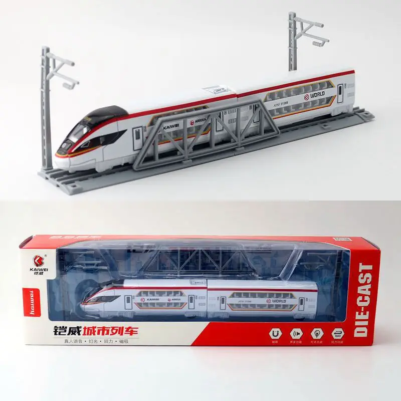 การจำลอง1:87 Alloy ดึงกลับ Double-Decker รถไฟรุ่นรถไฟความเร็วสูงรถไฟใต้ดิน Light Rail ของเล่นจัดส่งฟรี