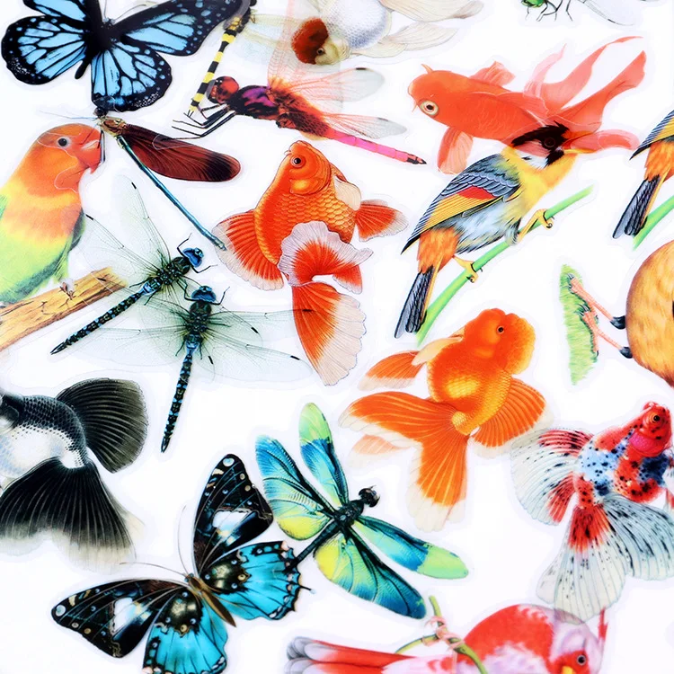 30pcs/bag Transparent Sticker Pack Stationery Retro Insect Butterfly Dragonfly Periodical Journal Decoration Material Stickers