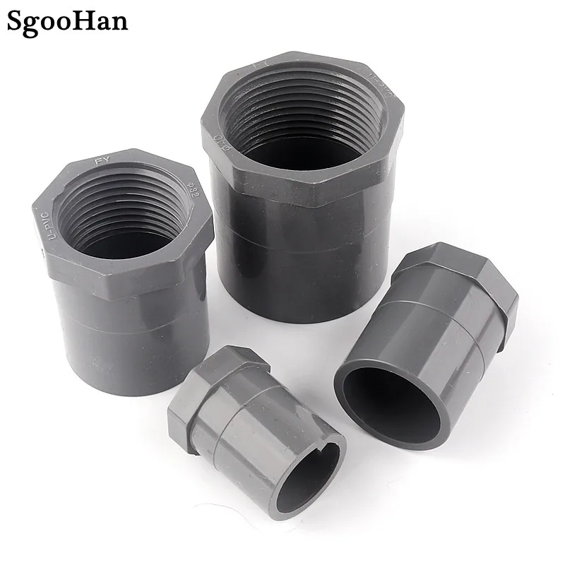 Conector recto de rosca hembra de PVC, tubería de agua de riego de jardín, juntas de agua de alimentación de tanque de peces, 1/2 \'\'-20mm a